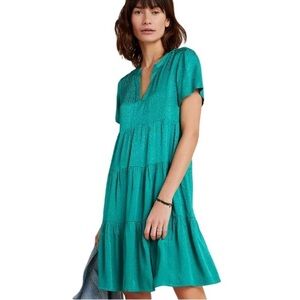 Anthropologie Maeve Green Tania Sacha Tiered Tunic Dress
